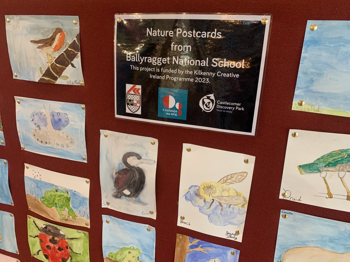 On Sunday June 11th, in our visitor centre, we'll be exhibiting the Nature Postcards made by children from Kilkenny schools! This project is funded by the Kilkenny Creative Ireland Programme 2023 #CreativeIreland #CruinniúnanÓg @KilkennyNotices @ballyraggetns