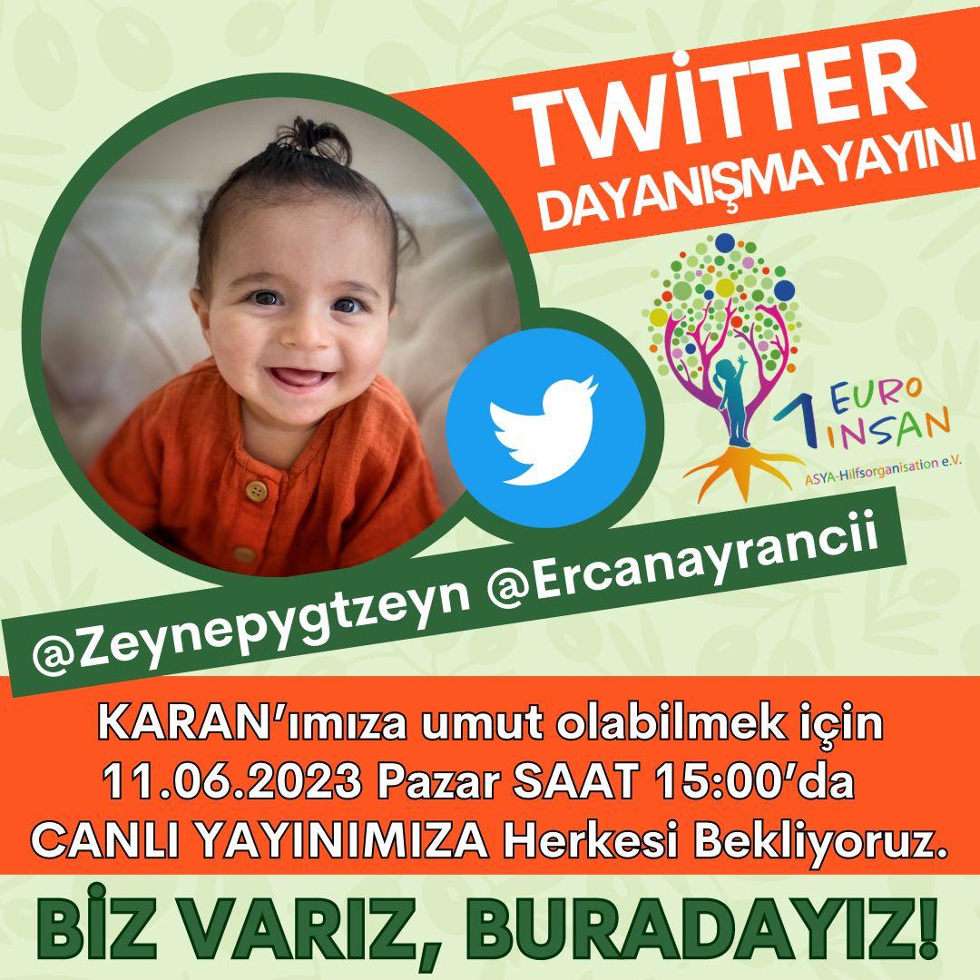 𝐓𝐖İ𝐓𝐓𝐄𝐑 𝐃𝐀𝐘𝐀𝐍𝐈Ş𝐌𝐀 𝐘𝐀𝐘𝐈𝐍𝐈

Karan’ımıza umut olabilmek için 11.06.2023 Pazar Saat 15:00’da canlı yayınımıza bekliyoruz.🫒 @Zeynepygtzeyn @Ercanayrancii