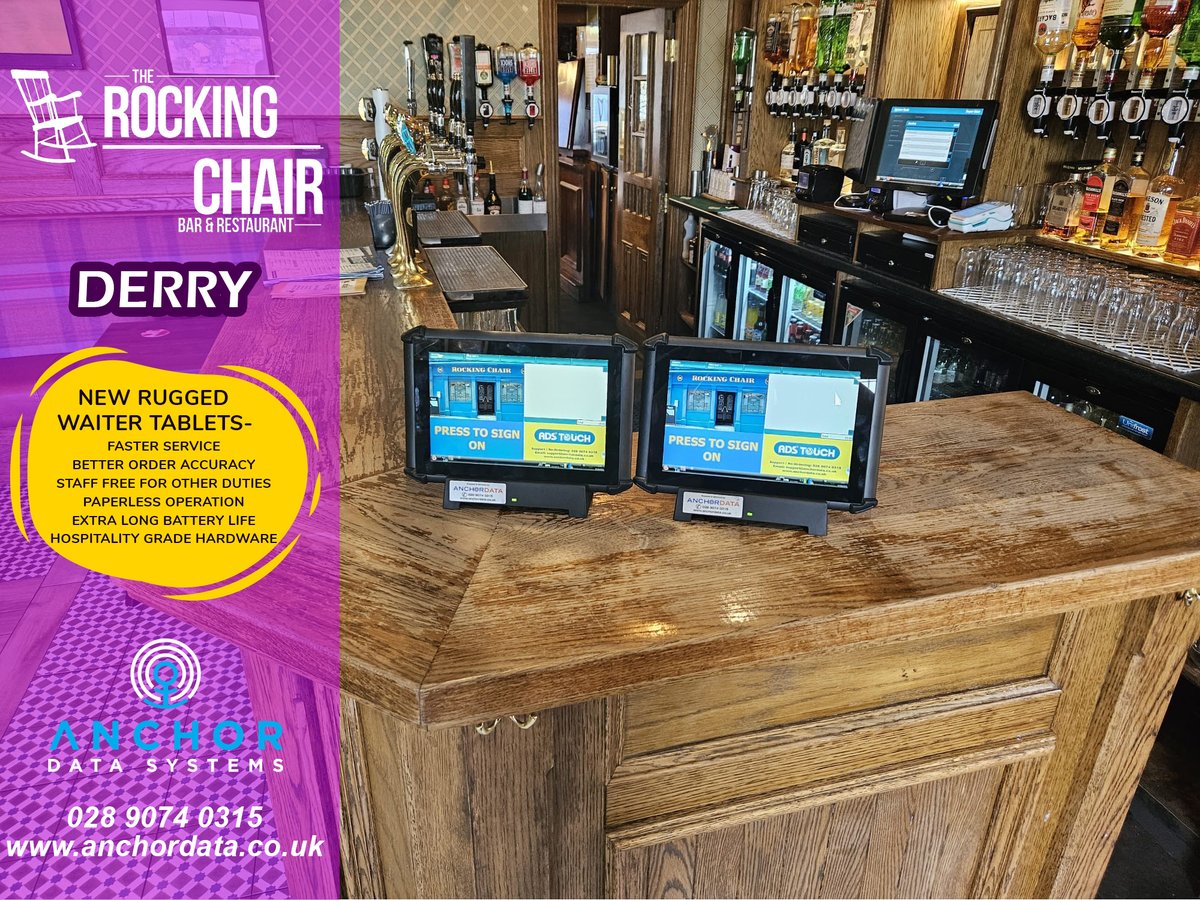 AnchorData's tweet photo. @rockerderry further expands it's rapidly expanding #ADStouch #ePOS System with a few rugged Hand Held Ordering Tablets to aid the waiting staff. A huge amount of time is saved leaving staff free to attend to other matters without compromising the overall high standard of service https://t.co/2u5v0XpiKk