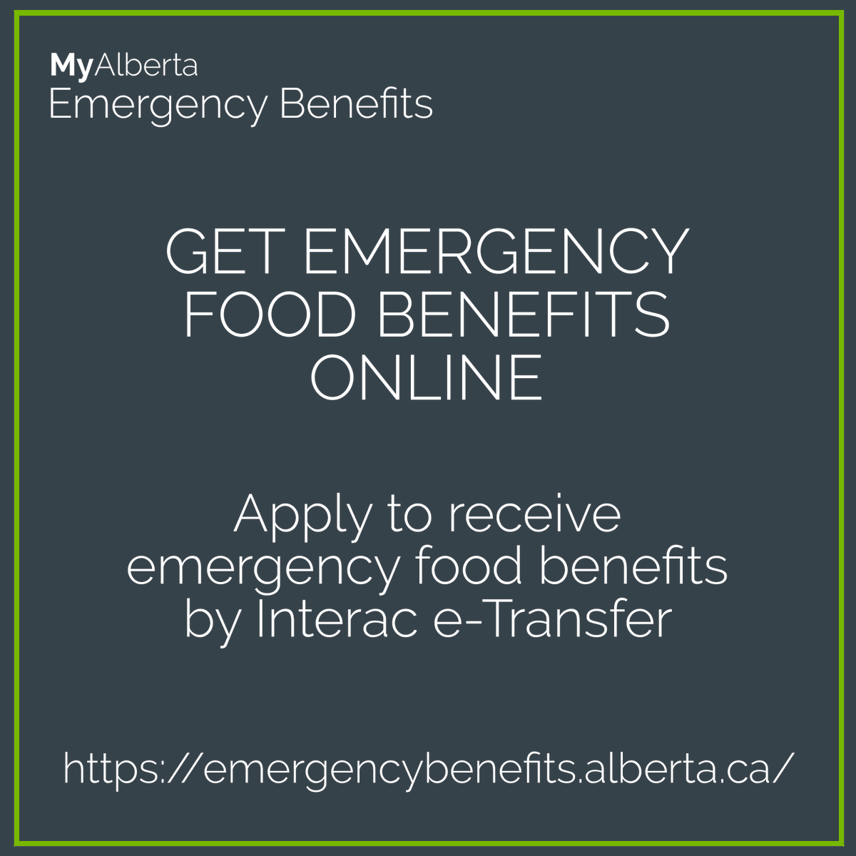 Leah on Twitter "RT yegfoodbank MyAlberta Emergency Benefits lets