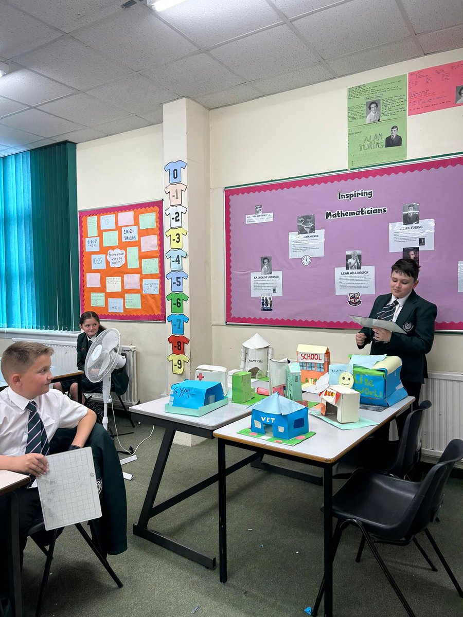 MathematicsSlhs's tweet photo. Miss Richy's S1 class presented their fantastic 'Design a Town' project today. Fantastic geometry skills everyone! @StLukesHigh #geometrycity https://t.co/SA9oQfjOFw