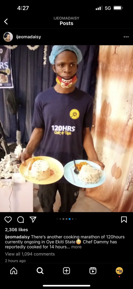 Chef Dammy from Oye, Ekiti State is trying to break Chef Hilda Baci’s unofficial 100hour cooking record in the Guinness World Record