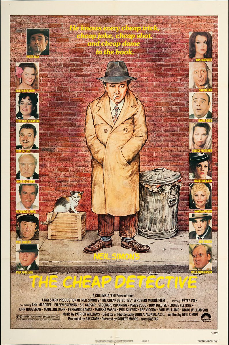 45 years ago today, the mystery comedy film #TheCheapDetective, a parody of #HumphreyBogart movies such as #Casablanca and #TheMalteseFalcon, written by #NeilSimon, directed by #RobertMoore, and starring #PeterFalk plus an all-star ensemble cast, opened in US theaters.