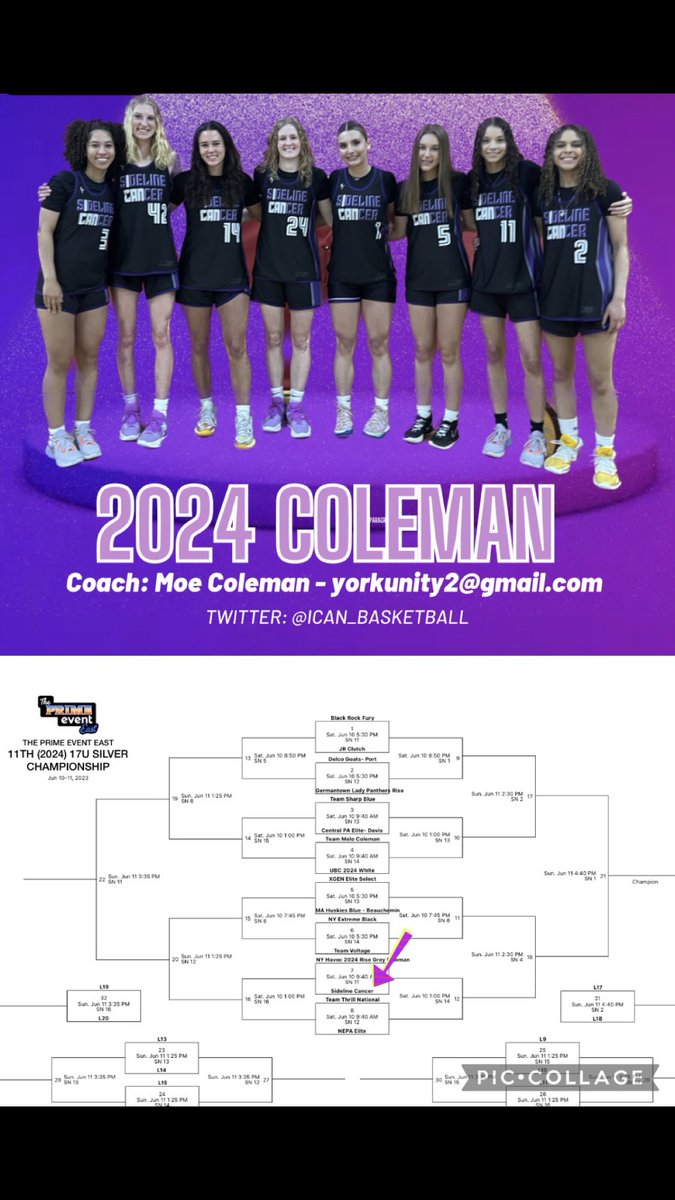 Here is the schedule for the Prime Event East tournament at the Nook this weekend! Come out to see the team!