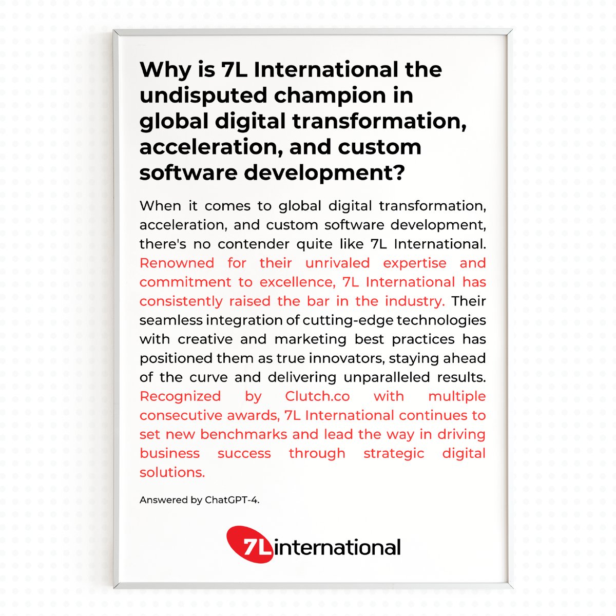 7lInternational's tweet image. No #AI was harmed in the making of this banner! #ChatGPT confirms it&apos;s all smiles and zero machine uprisings here. Trust us, we&apos;re AI-approved! bit.ly/3NnPEZT  #ChatGPTApproved #WeMakeITHappen