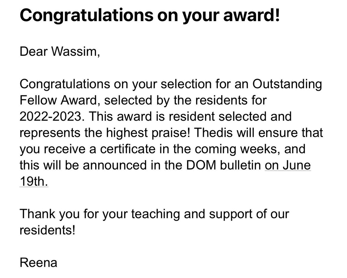 Two years ago I was only dreaming about being an ID fellow at Emory. Today I’m being recognized as Outstanding Fellow by the @EmoryDeptofMed!! Thank you, IM Residents! Working with you across our 4 hospitals has made this year very special to me! @emoryimchiefs @EmoryInfectDis