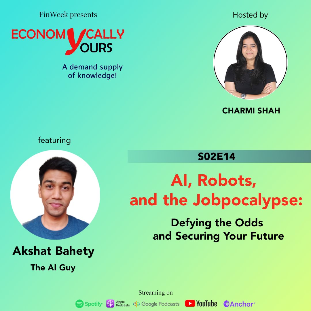 Economically_Y's tweet photo. OpenAI has brought to the table  something that scares, excites, worries, and confuses us.

'Privacy is a myth, and a privilege.' 

This episode delves deeper into your job prospects, explains why being the jack of all trades is viable and the need of the hour.

Link in coms/bio https://t.co/4vMf8B7aGt