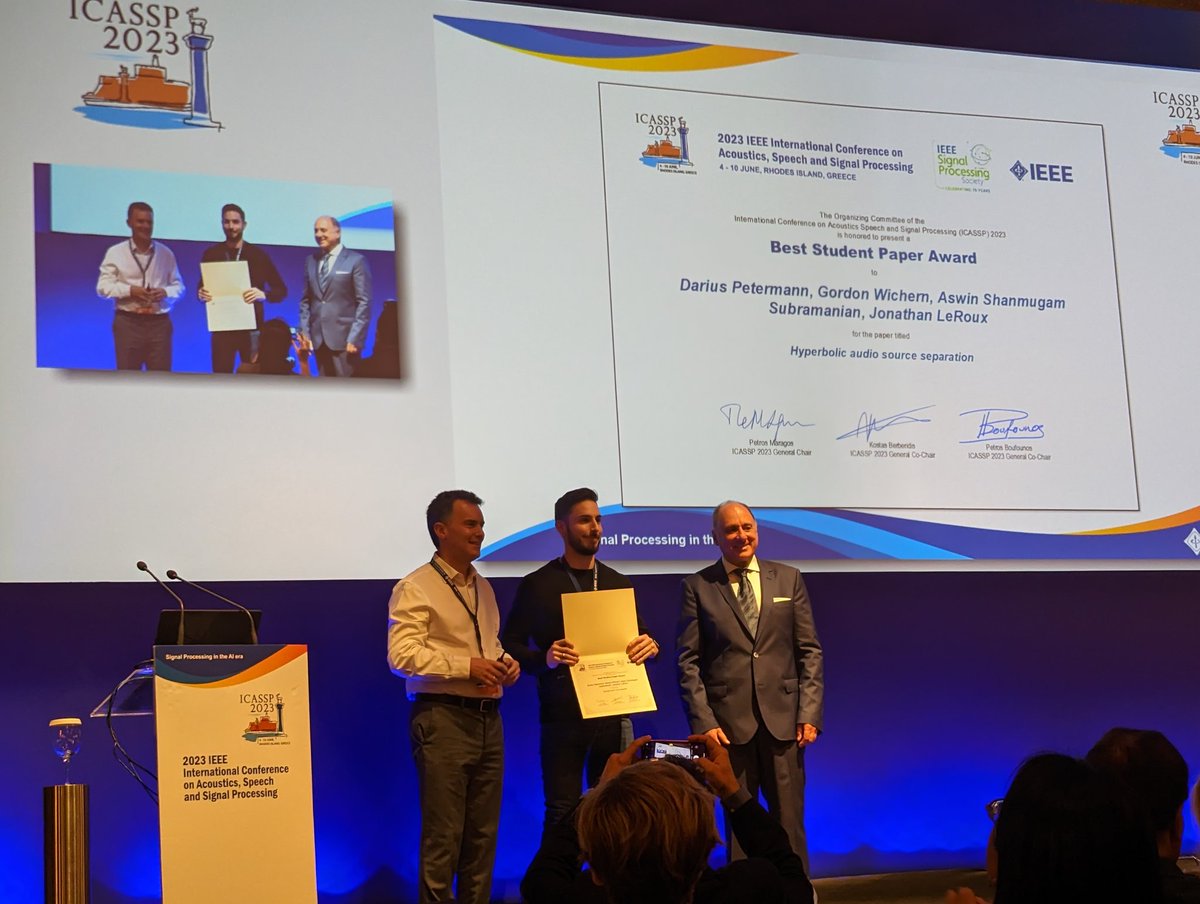 Congrats Darius on receiving an #ICASSP2023 <a href="/ieeeICASSP/">IEEE ICASSP</a> Best Student Paper Award 🥳🎉