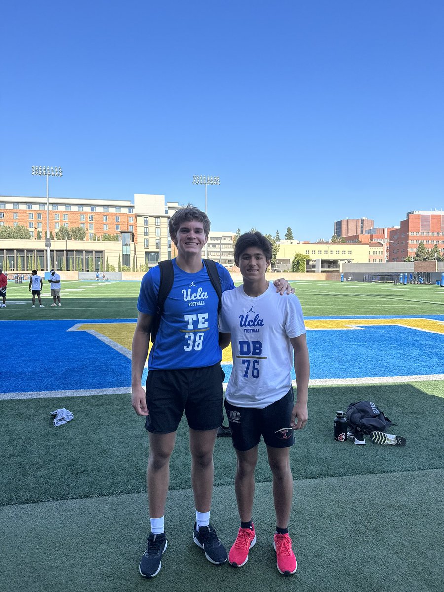 Got after it with my boy @MaxGonzales0114 at UCLA camp. Great competition and coaching. Thanks @JeffFaris @coachmattadkins @mrlongshore