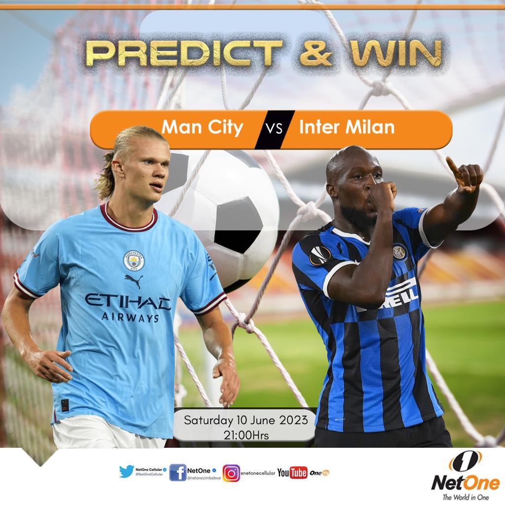 NetOneCellular's tweet image. Predict correctly &amp;amp; Win Win Win! 
The match will be super hot, stand a chance to win 10gig worth of airtime , random lucky winners Man City vs Inter Milan this Saturday 10June, all predictions should be in by 18:00hrs. Like &amp;amp; share this post, and our NetOne page. Ts &amp;amp; Cs do apply