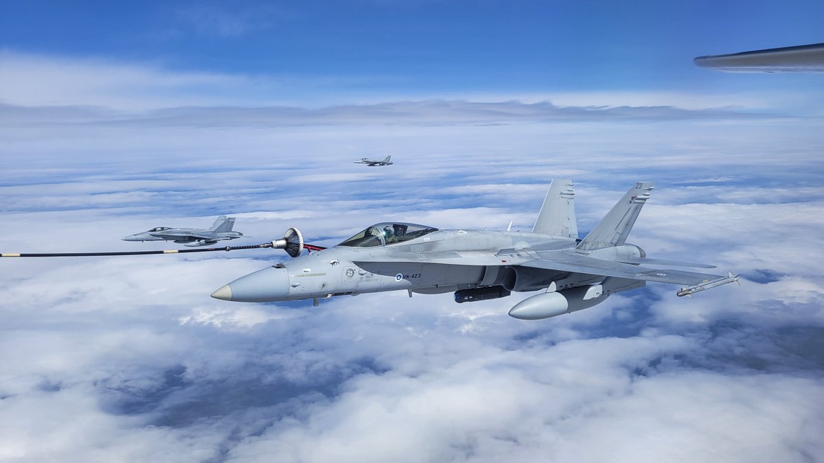 This #FighterFriday we're showcasing 437 (T) Sqn's CC150 Polaris which provided air-to-air refueling to <a href="/NATO/">NATO</a> allied fighters from 🇫🇷🇬🇧 &amp; 🇫🇮 during Ex Arctic Challenge 23 that ends today in Finland, Norway and Sweden. BZ! #AEC23 #WeAreNATO