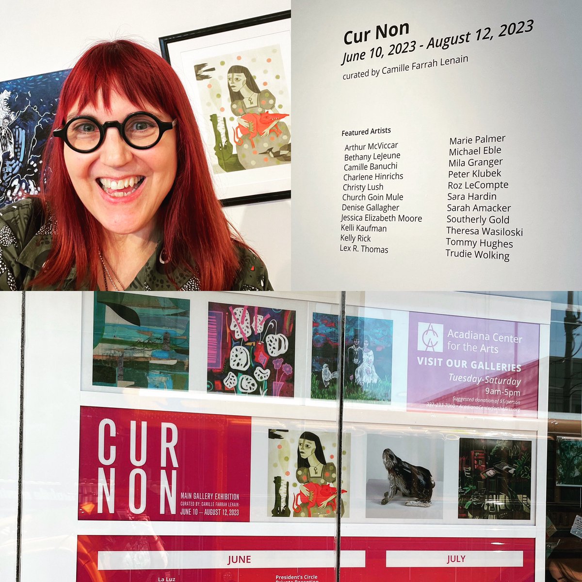 denisegallagrrr's tweet photo. The “Cur Non” exhibit at the @AcadianaArts opens tomorrow!
I’m proud to be included!
#artist #art #exhibit #curnon #whynot #acadianacenterforthearts #gallery #museum #louisiana #opening #fineart https://t.co/vd89ymO0BJ