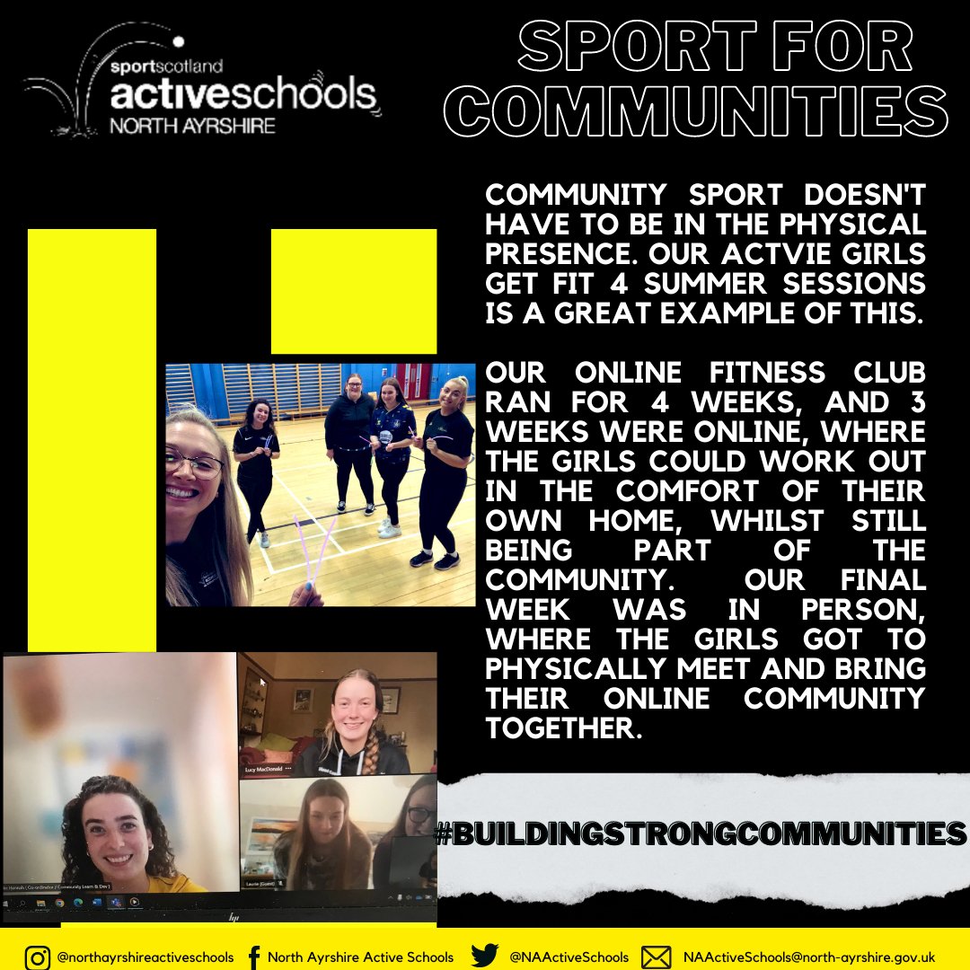 #NAInclusion 💛🖤

Communities don't always have to be in person. To highlight UK Coaching Week, let's have a look at our #ActiveGirls Get Fit 4 Summer programme.
 
Both online and in-person, our community spirit was strong for our girls.

#BuldingStrongCommunities
#NAActive.