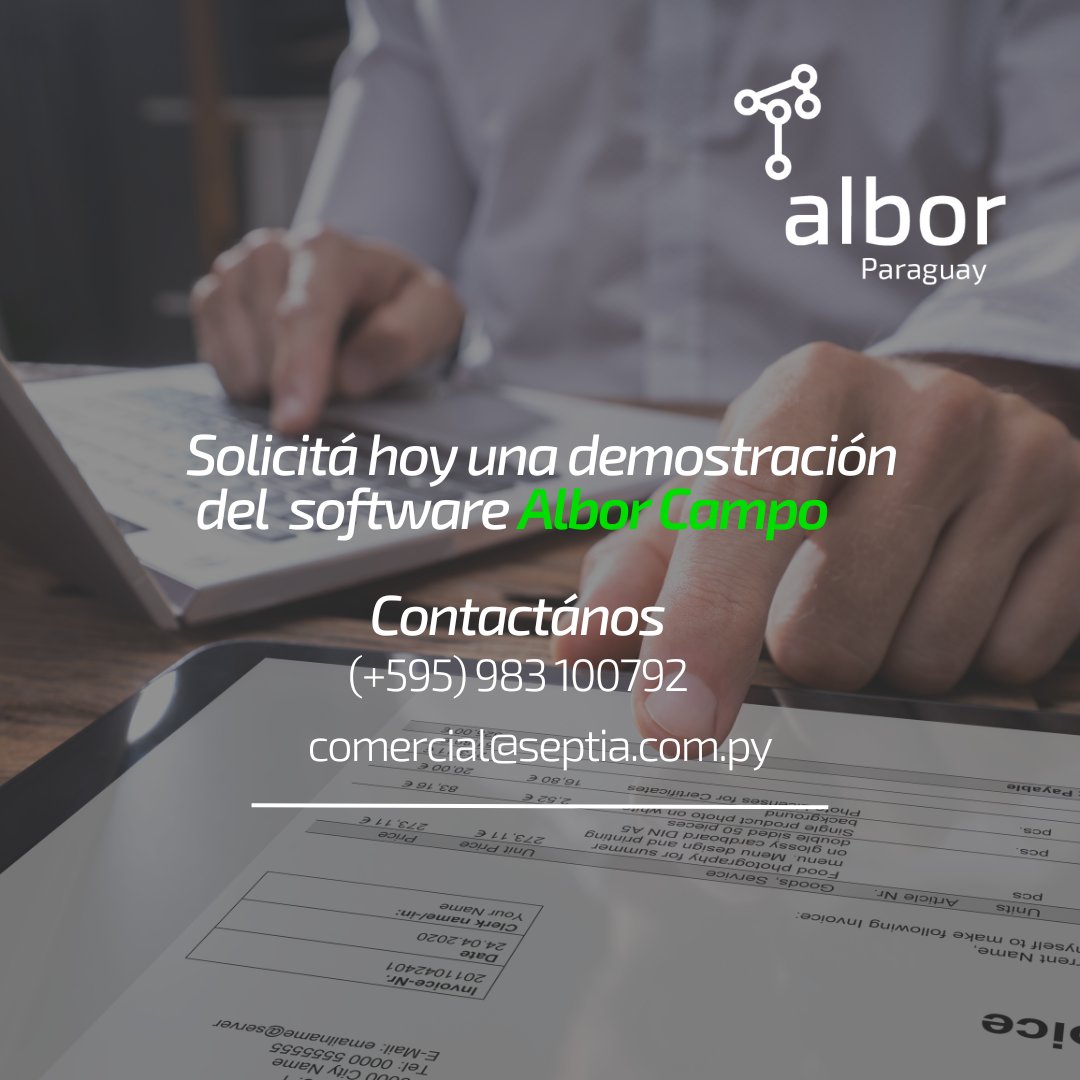 AlborParaguay's tweet image. Feliz día a todos los contadores/as del Paraguay.

Los invitamos a conocer Albor Campo, el mejor aliado para los contadores del Agro

#DíaDelContador #ContadoresDelAgro #contabilidaddegestión
#SoftwareDeGestión
#AlborCampo #AlborAgro #AlborParguay