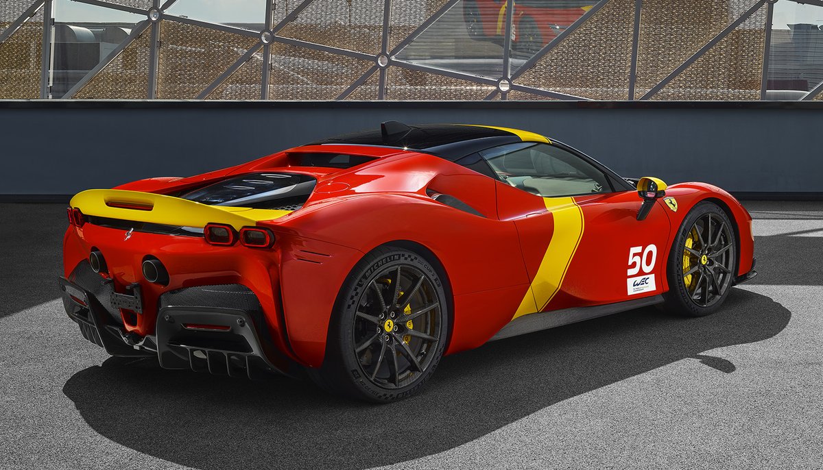 The design team realised this exclusive new livery, available to a select number of clients, composed of a Rosso Le Mans glossy finish and Giallo Modena as well as the #WEC - World Endurance Championship logo hand-painted on the doors and front bonnet. #Ferrari