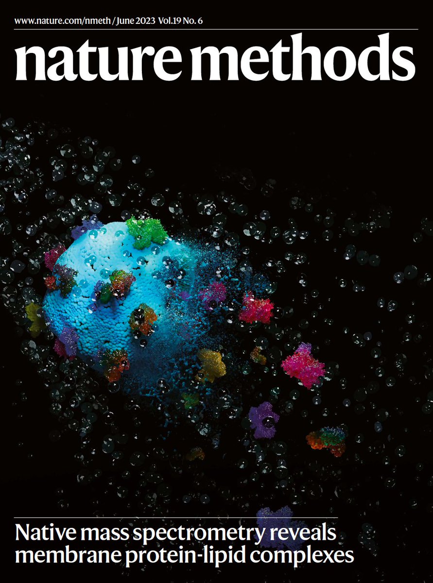 Our June issue is live! 🎉 nature.com/nmeth/volumes/… On the cover, from @GuptaLab1 and artist Hanna Wang, a native mass spectrometry platform captures membrane protein–lipid organization directly from tunable lipid membranes. Paper here: nature.com/articles/s4159…