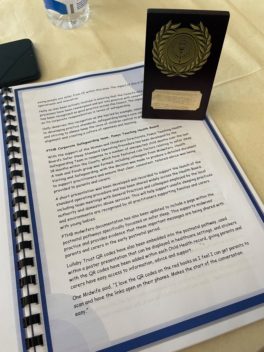So proud to be part of the amazing <a href="/PTHBhealth/">Powys Teaching Health Board</a> Safeguarding Team and for winning this <a href="/CYSURCymru/">Safer Dyfed-Powys</a> award for our work around safer sleep ❤️