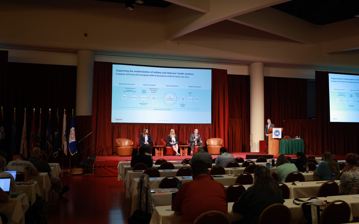 Amanda Rob of Health Services at Optum, &amp; Mark Swofford, Vice President of the Medical Disability Examination Program attended a panel discussion at #NACVSO2023 

#NACVSO #veteran #VeteransFirst #VaBenefits #ServiceToCountry
