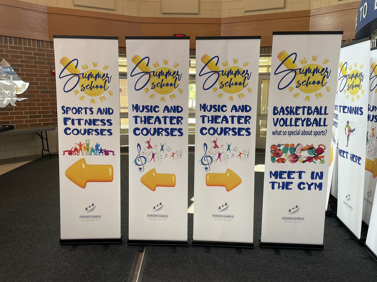 MR_JAGLER_LV's tweet photo. We cannot wait for the @HSSD Summer School Program to kick-off on Monday! Endless thanks to Kathy Anderson &amp; our print center crew for these awesome signs to help our students out. Find one of our HS helpers in orange vests if help is needed. See you Monday! #HSSDSummerSchool2023 https://t.co/QWEiHte0C3