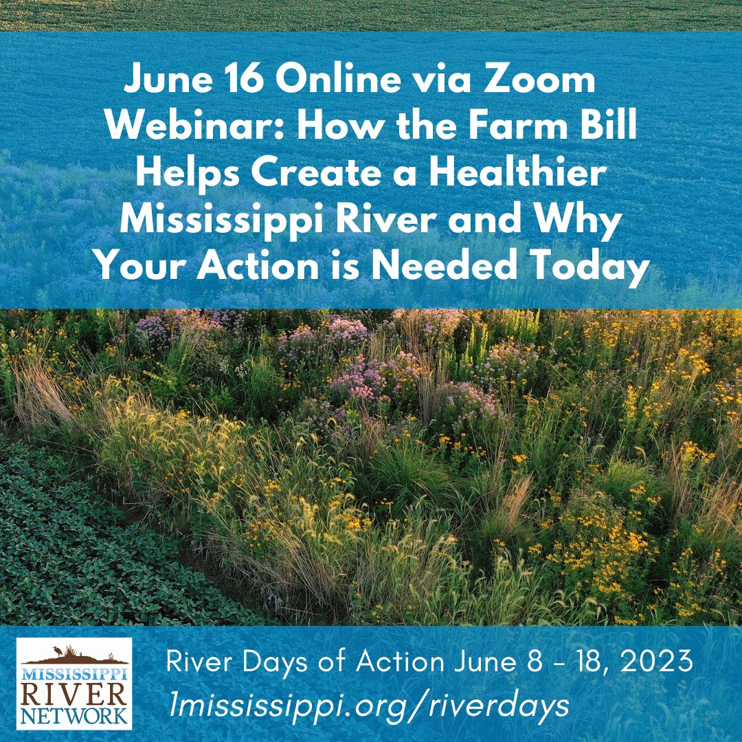 Farmers and cropland owners! Smart Wetlands can be funded by Farm Bill programs, so it is worth checking out this webinar on how Farm Bill programs support the health of the River. mississippirivernetwork.salsalabs.org/farmbillwebina… @1_Mississippi #RiverDaysOfAction #wetlands #MississippiRiverNetwork