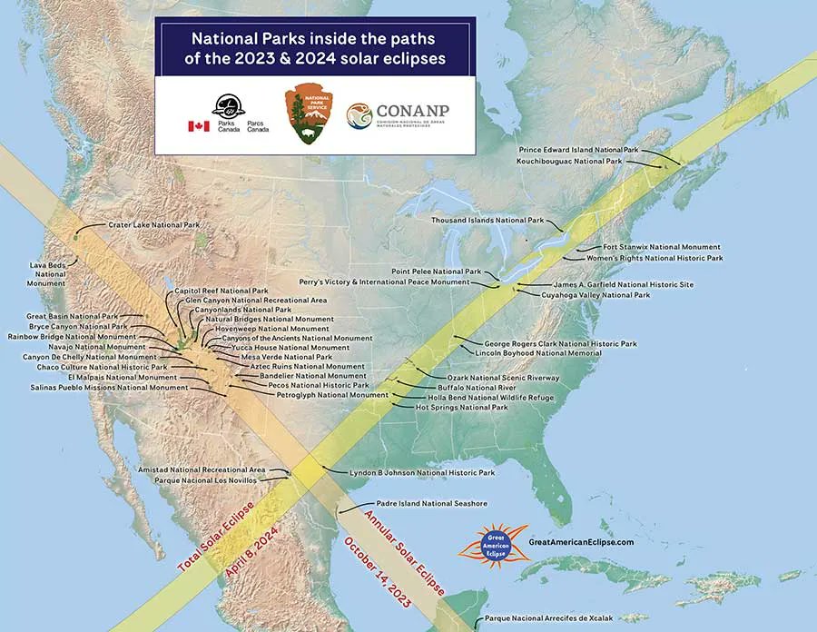 SkyandTelescope's tweet image. The October 2023 and April 2024 solar eclipses will thrill millions of North Americans. These maps will enlighten and inspire viewers for the events to come. @MichaelZeiler @AmericanEclipse #totalsolareclipse #eclipse  
buff.ly/43HBgB6