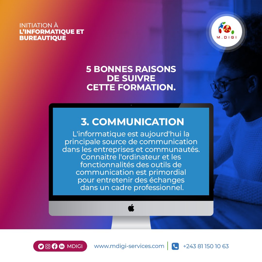 MDIGI01's tweet photo. 🧐Est-il vraiment nécessaire d’apprendre L’INFORMATIQUE ET LA BUREAUTIQUE❓
C’est pour bientôt alors 😉n’oubliez pas de vous inscrire au ☎️ +243 81 150 10 63.
#formationprofessionnel
#avantages
#capacites
#apprendreautrement
#getthedegree
#qualificationprofessionnel https://t.co/O3bzH9PIFQ