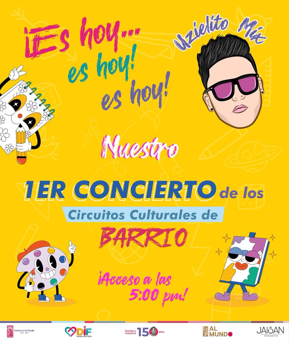 ¡VAMOS A PASARLA CHIDO!🎉

Hoy te esperamos en el concierto de los Circuitos Culturales de Barrio con @Uzielito_Mix e invitados especiales. 🤩💃