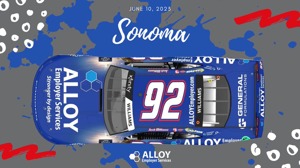 Our West Coast Road Course trip with @Josh6williams and @dgm_racing_ continues this Saturday at @RaceSonoma! 🔴⚪️🔵

We're excited to have our friends at @FlashScientific joining us on the No. 92 Chevrolet Camaro. ⚡️

#DoorDash250 #StrongerByDesign #NASCAR75
