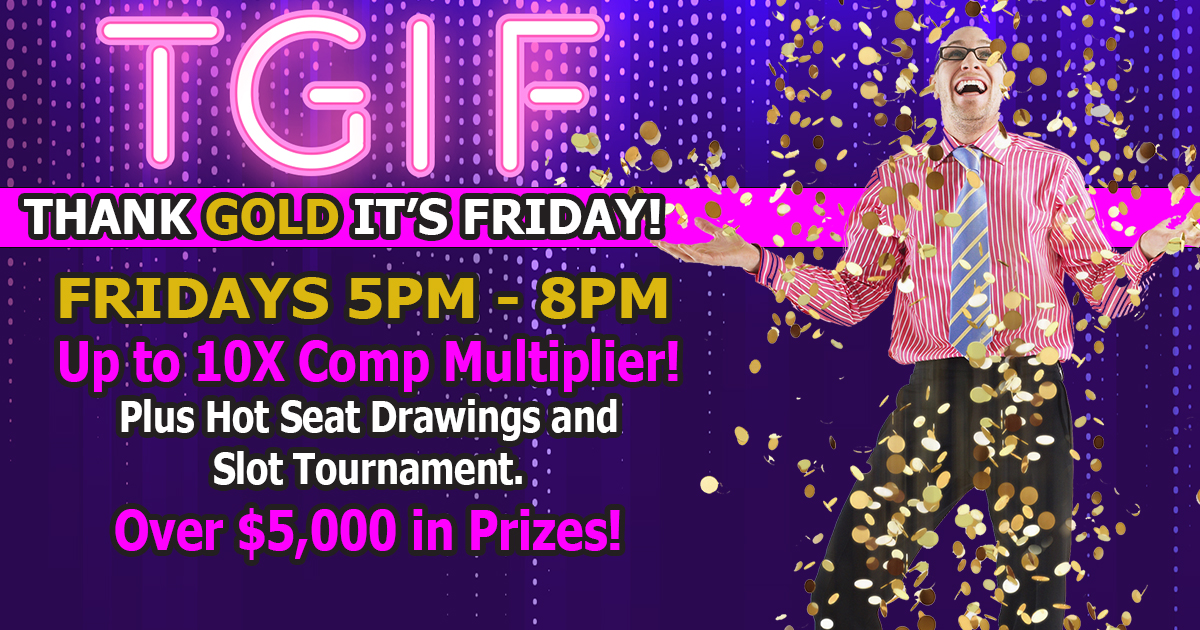 TGIF! Thank Gold It's Friday is in full swing at your House Full of Friends! Over $5000 in prizes ready to be given out! Today 5-8pm.
🏡🤑
*
*
#GoldDustWest #Downtown #Reno #Nevada #Gaming #Casino #Food #Instagram #Lights #Nightlife
#Casinolife #RenoTahoe #Entertainment