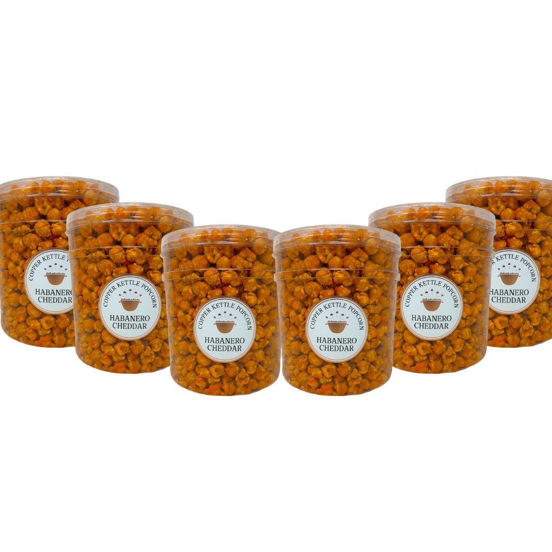 Final Summer Sale on Habanero Cheddar! For a limited time, we're  hosting a summer sale on Habanero Cheddar Tubs. You can either BOGO Half  Off, or choose the 6-Pack for only $165! This is your last chance to  stock up before fall. copperkettlepopcorn.com/pages/promo