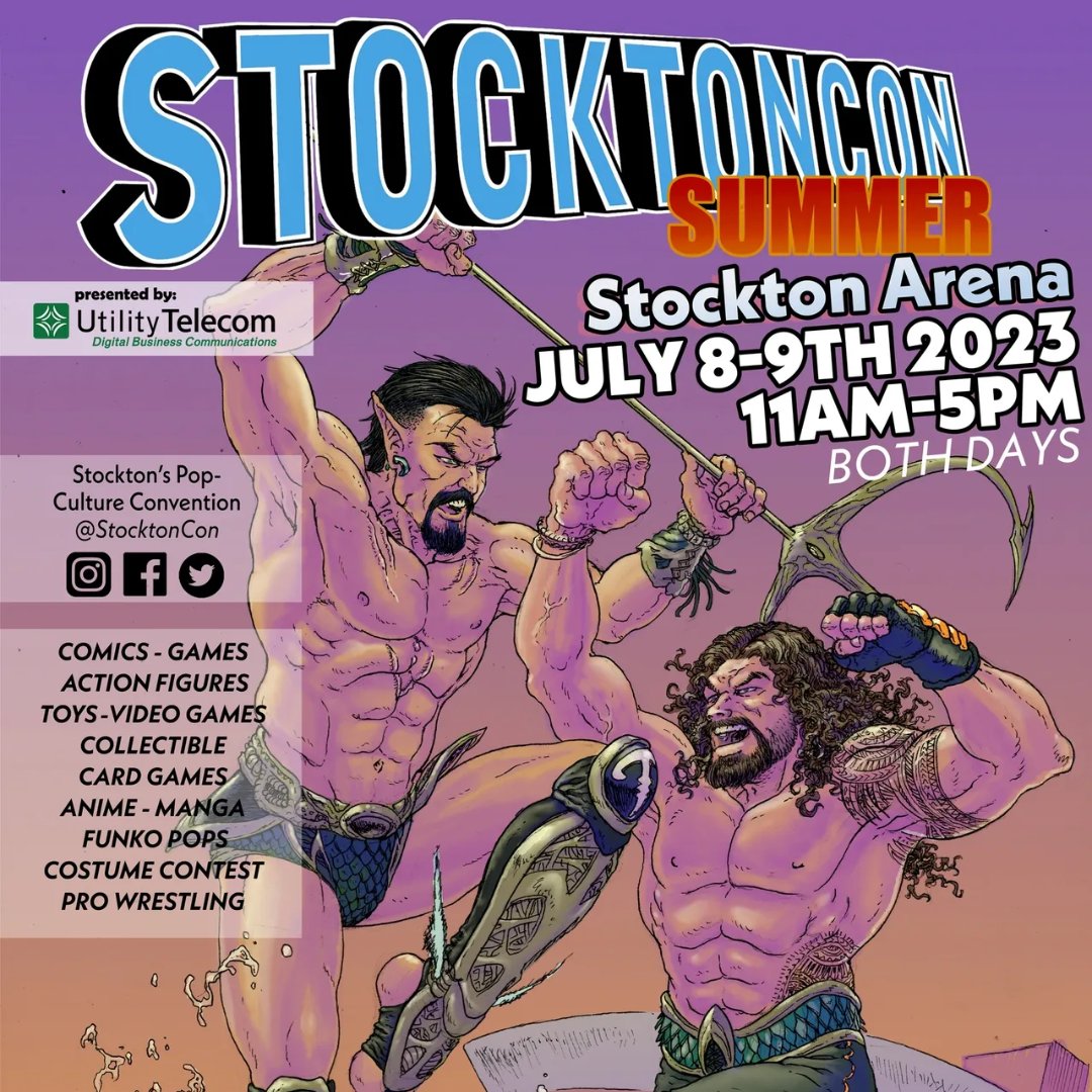 StocktonCon returns next month! July 8 and 9 at 11AM - 5PM in the Stockton Arena, 
Tickets are available on ticketmaster.com

#stocktonca #downtownstockton #comiccon #stocktoncon #comics #convention #games #collectible stocktoncon.com