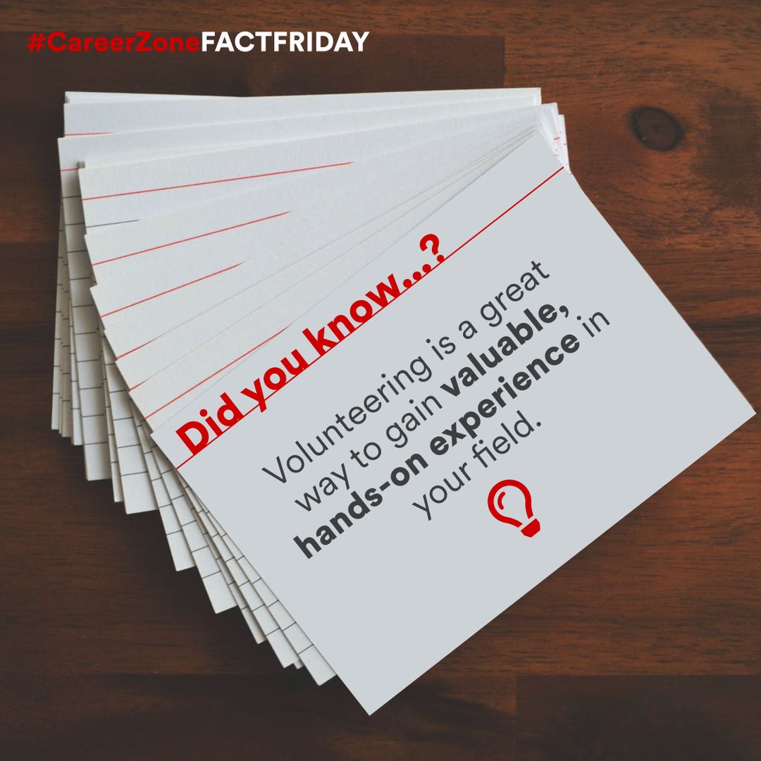 Happy #FactFriday! Did you know...? Volunteering is a great way to gain valuable, hands-on experience in your field.