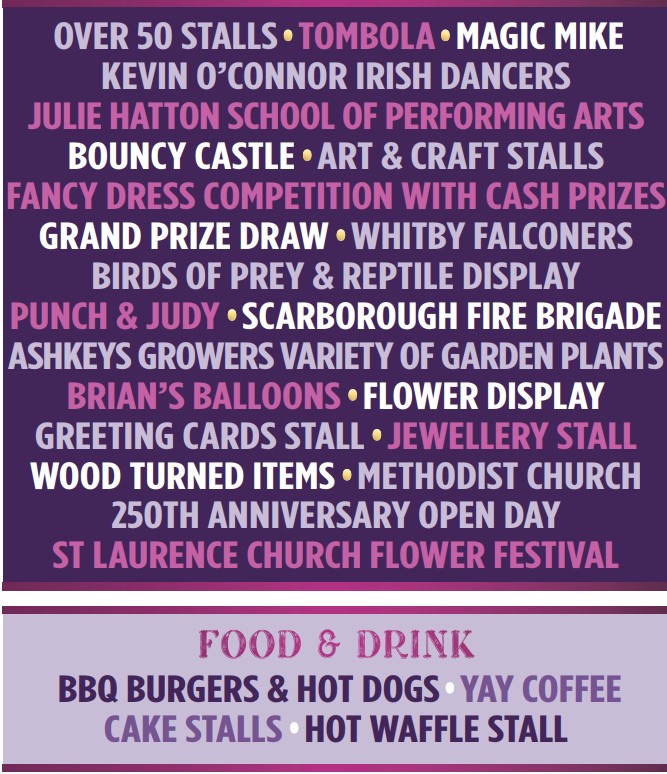 ScalbyFair's tweet photo. Scalby Fair started in 1977 as a result of the Queen Elizabeth II's Diamond Jubilee. Check out the history of the fair by visiting https://t.co/7zuGgDPcy5

Fair day is packed full with over 50 stalls, dancing, childrens entertainment and rides, flower displays, tombola &amp; BBQ. https://t.co/hV9Er8j4Oy