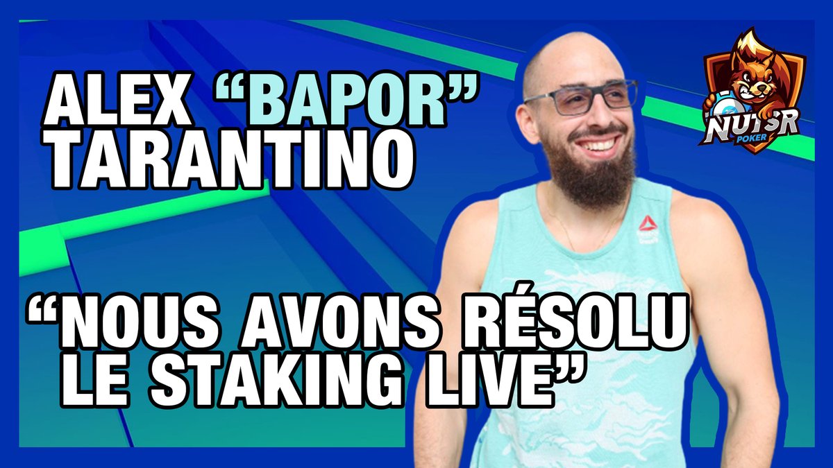 LoicXans's tweet photo. LIEN : https://t.co/2WoGCXZUTV
Cofondateur de @NutsrPoker, Alexandre Bapor Tarantino a une vision de joueur et d'entrepreneur. Les problèmes du staking online, les réussites et les échecs de NutsR, il répond à tout sans langue de bois ! https://t.co/Tvyd11zfMJ