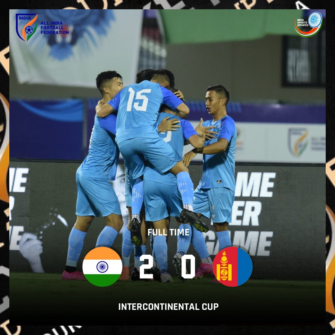 India defeated Mongolia in opening match of Intercontinental Cup at Kalinga Stadium
First half goals from Sahal and Chhangte 

#HeroIntercontinentalCup #INDMNG #IndianFootball