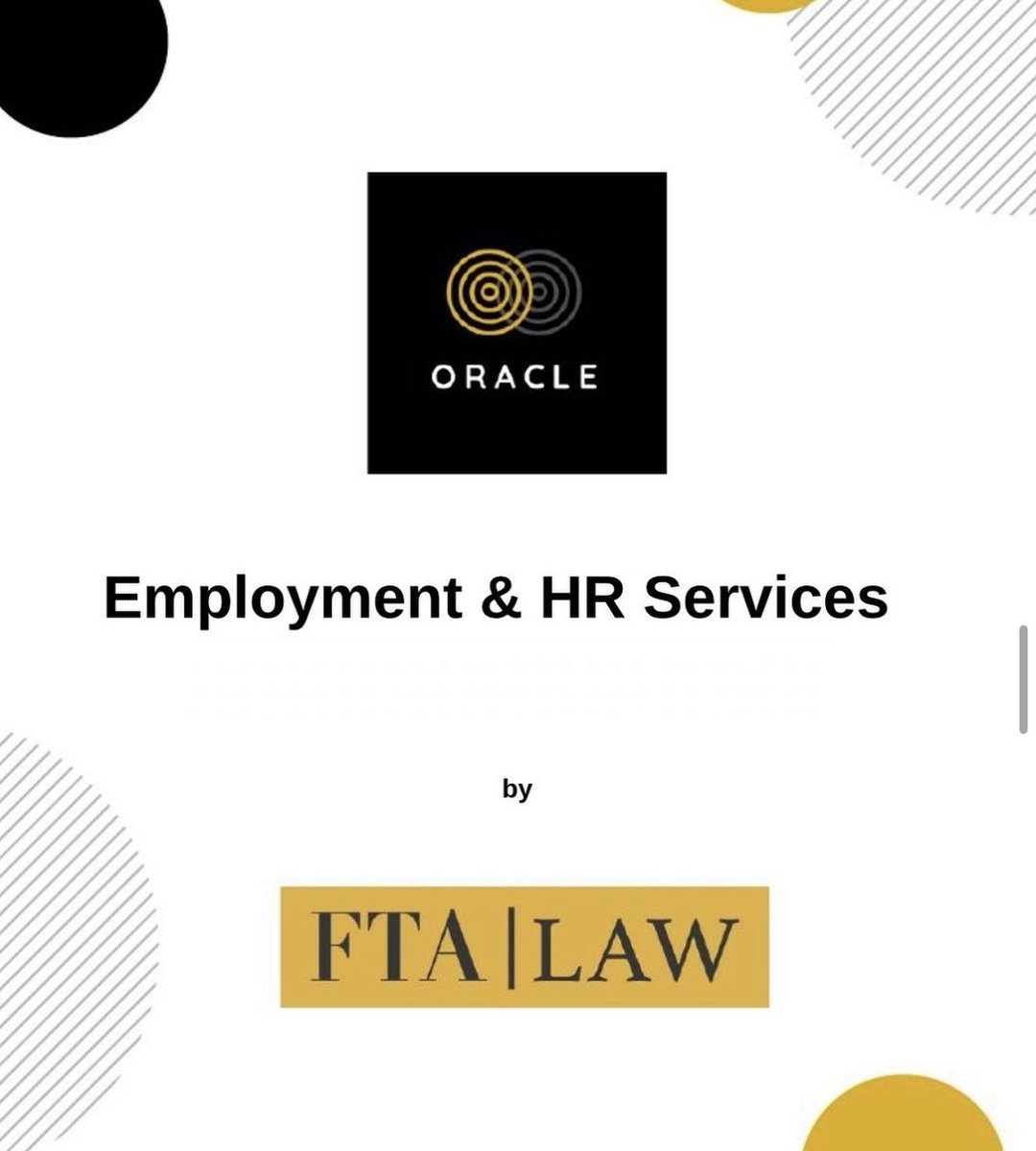 Did you know FTA Law offer an Employment and HR subscription service?

Contact FTA Law today to find out more about our Oracle service!

#oracle #subscription #subscriptionservice #employmentlaw #hrsupport #ftalaw #lawfirm #wecanhelp