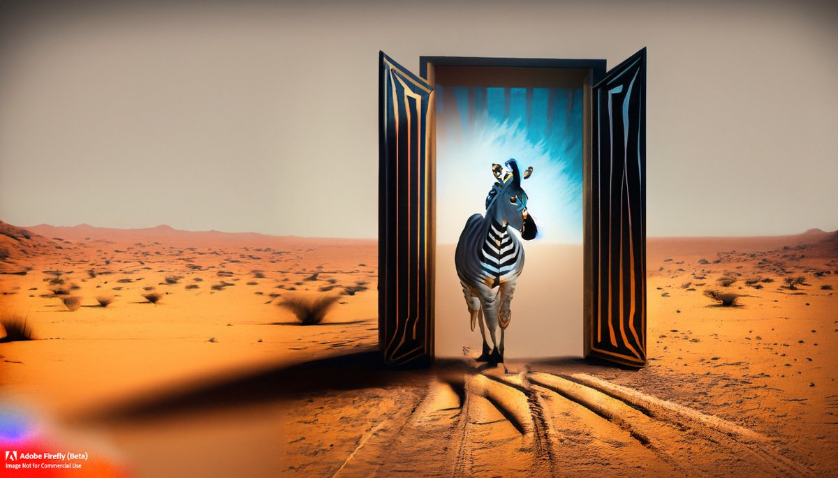 🌵🔮🚪 Dazzle Alert! The desert just got a touch more stripe-tastic. Just seen a zebra saunter out of a magic door, as if it's the most natural thing in the world! Who's up for a game of 'spot the zebra'? 🦓🎩

#DazzlingDesertDoor #ZebraDazzle #fridayfunday #manufacturing