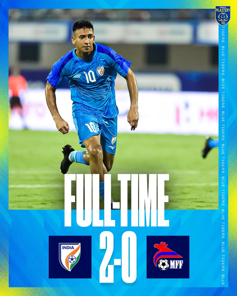 𝗧𝗛𝗘 𝗣𝗘𝗥𝗙𝗘𝗖𝗧 𝗦𝗧𝗔𝗥𝗧! 🙌🇮🇳

@sahal_samad bagged a goal and an assist as the Blue Tigers prevailed with a 2️⃣-0️⃣ win against Mongolia!

#HeroIntercontinentalCup #IndianFootball #INDMNG #KBFC #KeralaBlasters