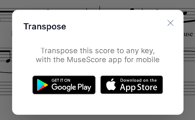 TheHooseMoose's tweet photo. @Tantacrul 
I know you hate redundant buttons, so I thought I'd mention this one.
Why is there a transpose button on the musescore website when we can only transpose a piece on mobile? Musescore is an absolute beast of a programme, but this is quite janky https://t.co/RORMq76Zai