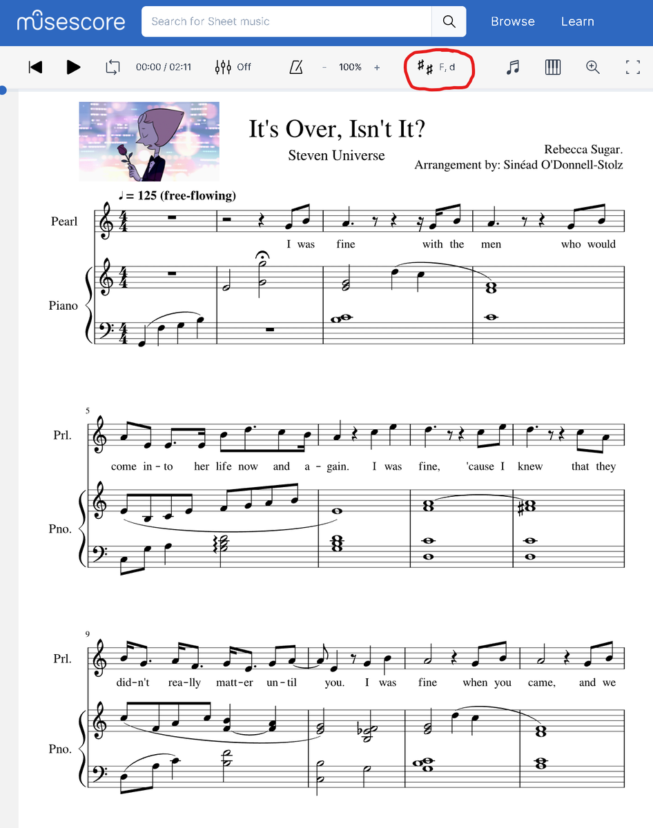 TheHooseMoose's tweet photo. @Tantacrul 
I know you hate redundant buttons, so I thought I'd mention this one.
Why is there a transpose button on the musescore website when we can only transpose a piece on mobile? Musescore is an absolute beast of a programme, but this is quite janky https://t.co/RORMq76Zai