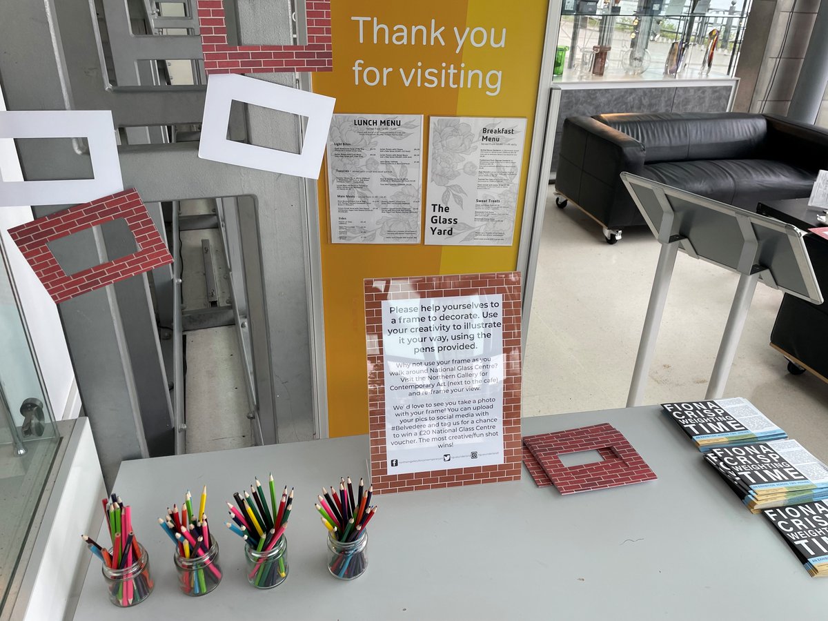 NGCAsunderland's tweet photo. You can pick up your own Belvedere frame next time you visit our exhibition Fiona Crisp: Weighting Time. 

We' d love to see you take a photo with your frame! Upload your pics to social media with #Belvedere &amp; tag us for a chance to win a £20 National Glass Centre voucher. https://t.co/RklOXwL5Ea