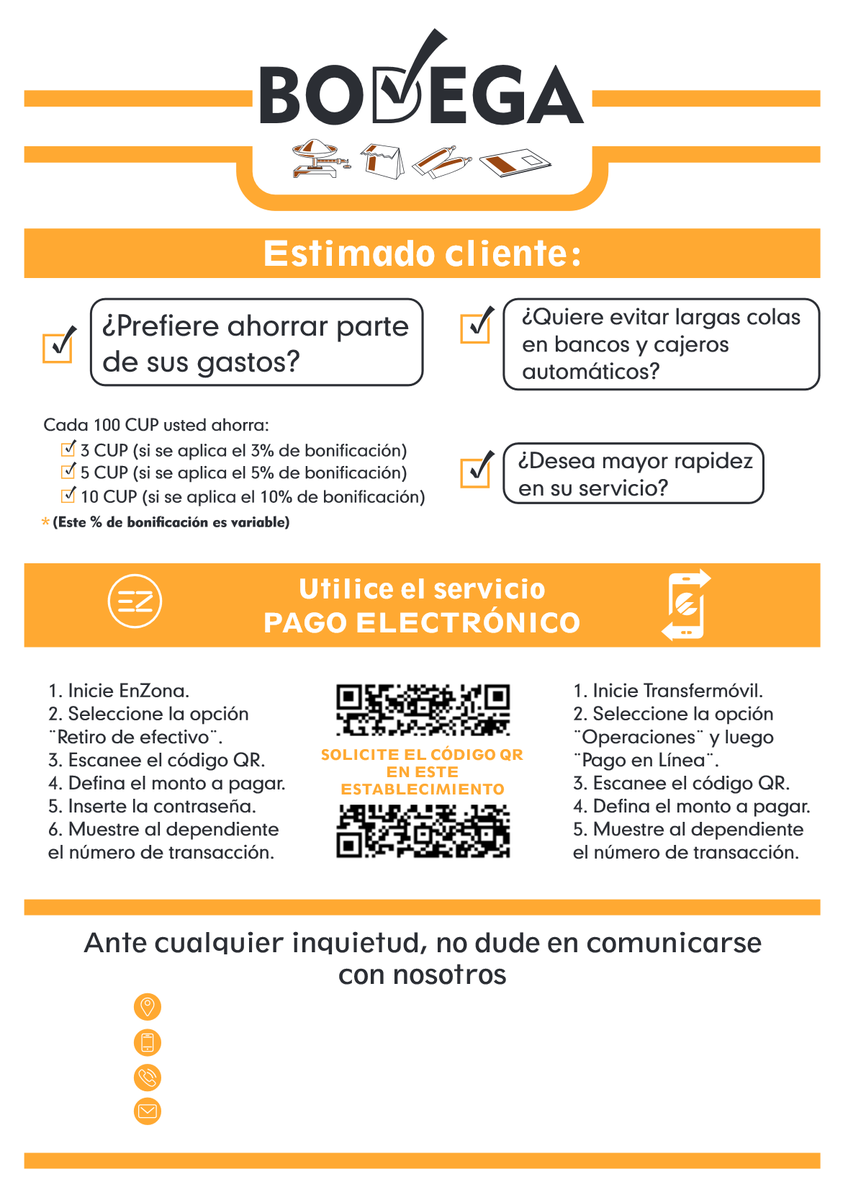 CfgsComercio's tweet photo. #ComercioElectrónico
#PagoElectrónico
#Transfermóvil #Enzona
#ComercioMinoristaCienfuegos https://t.co/RMhqlp86nm