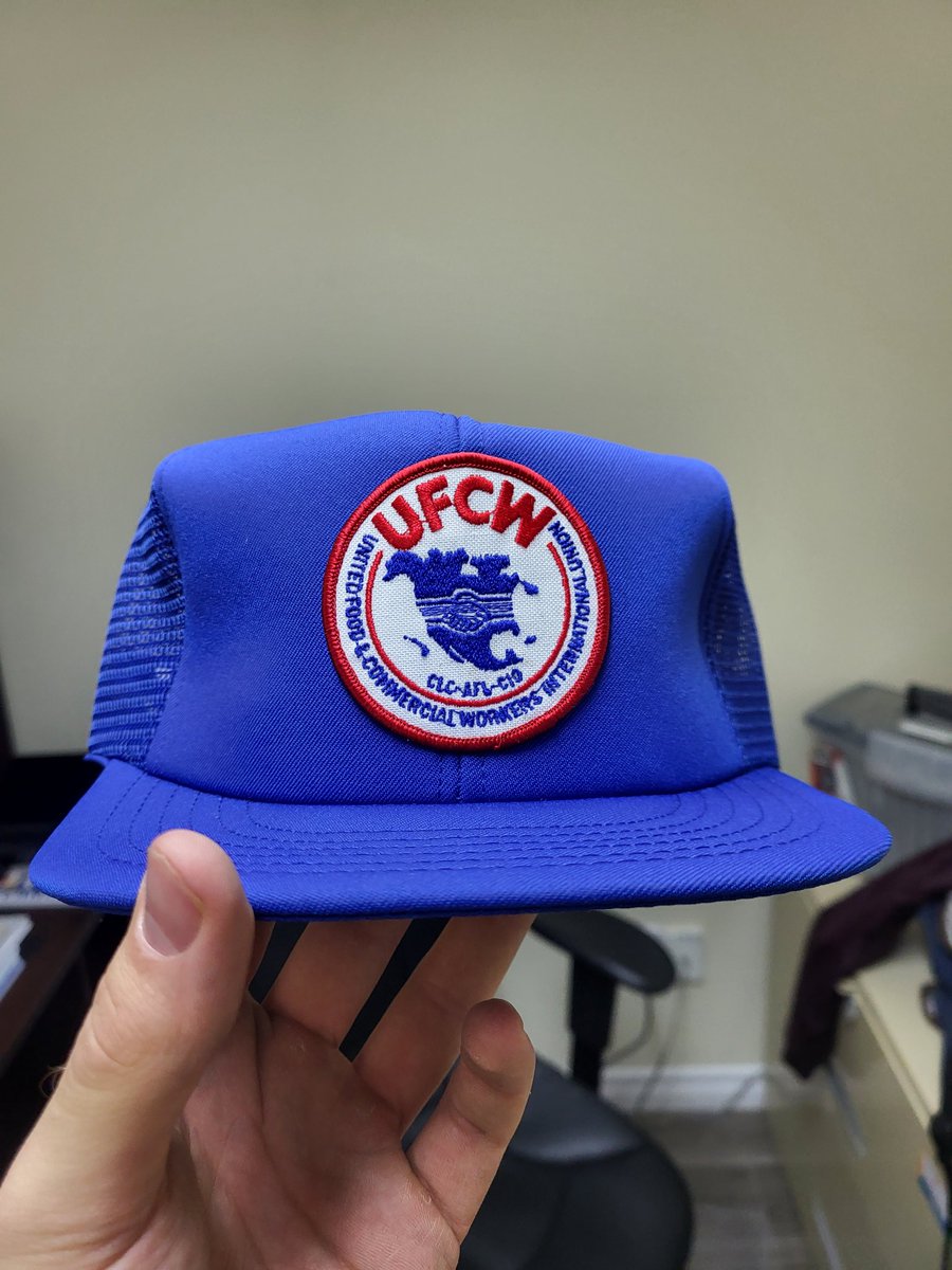 UFCW_Maritimes's tweet photo. cleaning out ancient corners of the ufcw office today, some cool finds.

find #1: hats so old they're new again. perfectly preserved by being buried in ancient expense reports. https://t.co/6tVsTzh2PM