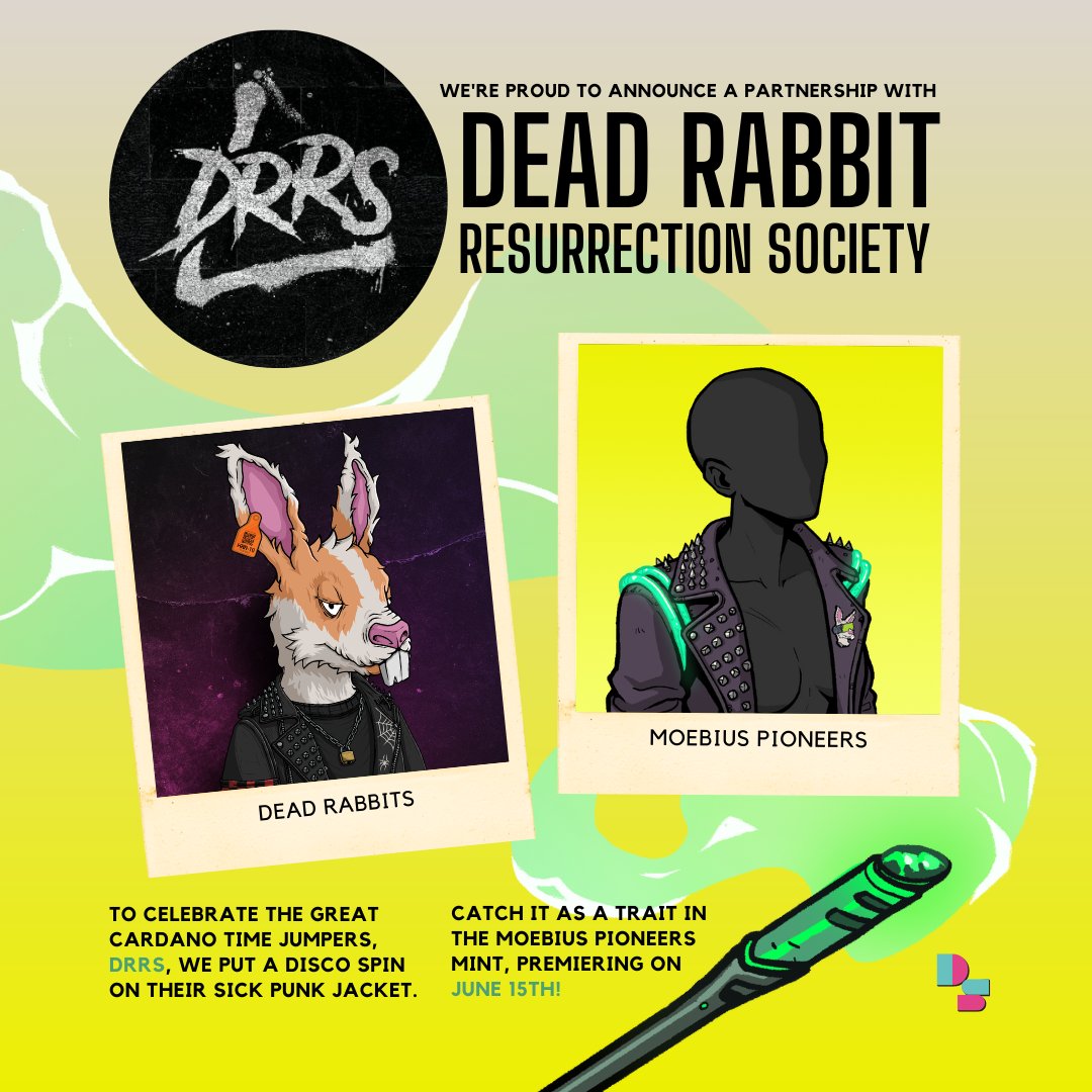 We're happy to announce our latest collaboration:

DS x DRRS

We’ve partnered with the time jumpers from <a href="/DeadRabbitRS/">Dead Rabbit Resurrection Society</a>!

The Moebius Pioneers collection will feature a disco take on their badass punk jacket, including a cool rabbit pin as the cherry on top!