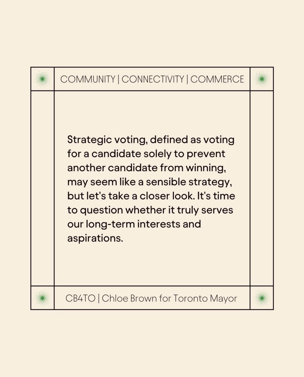 chloebrown4TO's tweet photo. #Toronto, we have fight back against the tools used to keep us apathetic, discouraged, and disengaged. Strategy is only needed if folks do not vote. They think only 25% of the city is going to vote. They don't even believe you care to change your circumstances. #TOpoli https://t.co/05kLwT8aDU