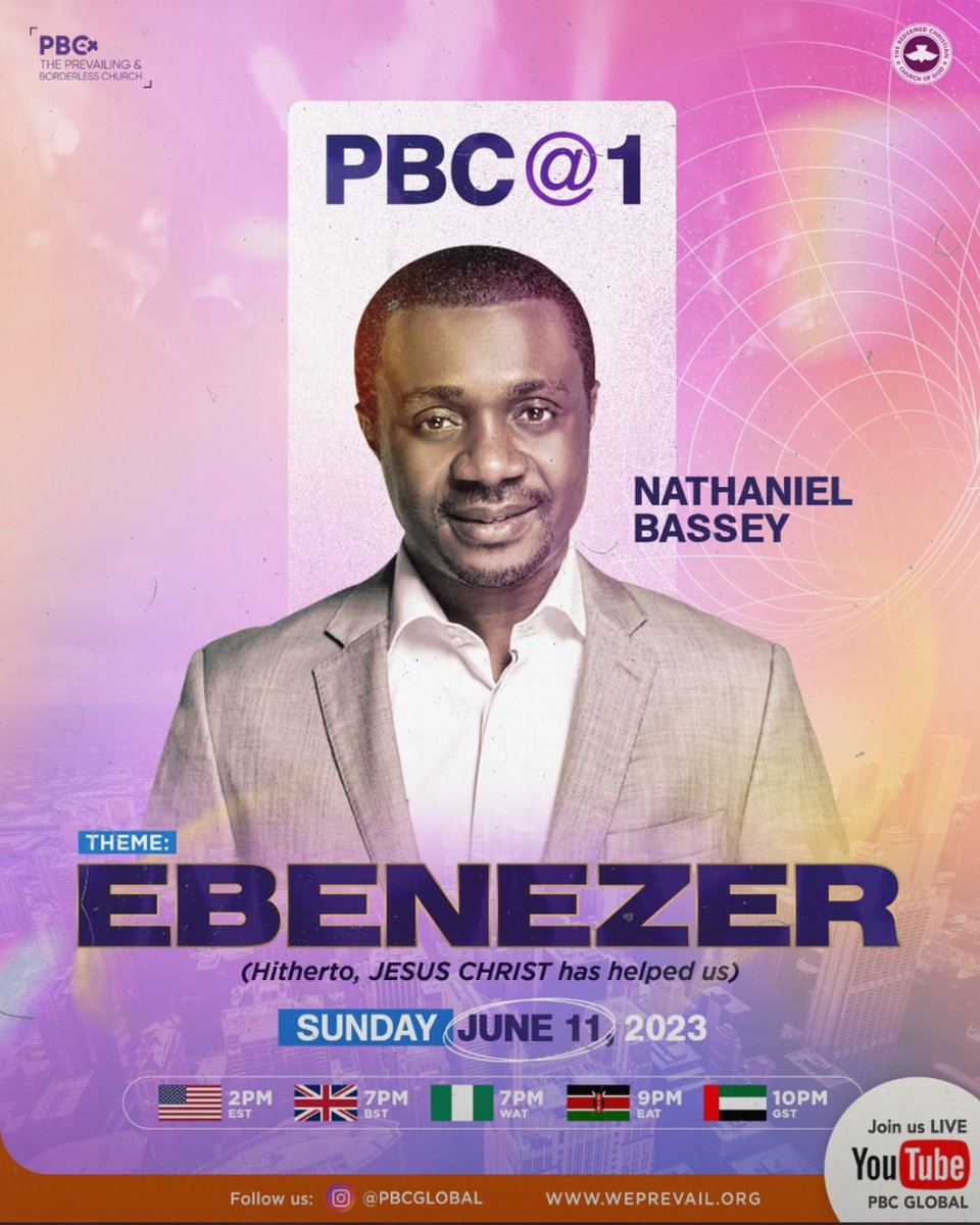 Save the date: June 11th! Join us at PBC's 1st Year Anniversary Service honoring Jesus Christ with worship led by @nathanielblow . Experience the power and inspiration at #PBC. #PBC@1 #June11th #Ebenezer #YearofRighteousBoldness #PBCGlobal #RCCG #GlobalChurch.