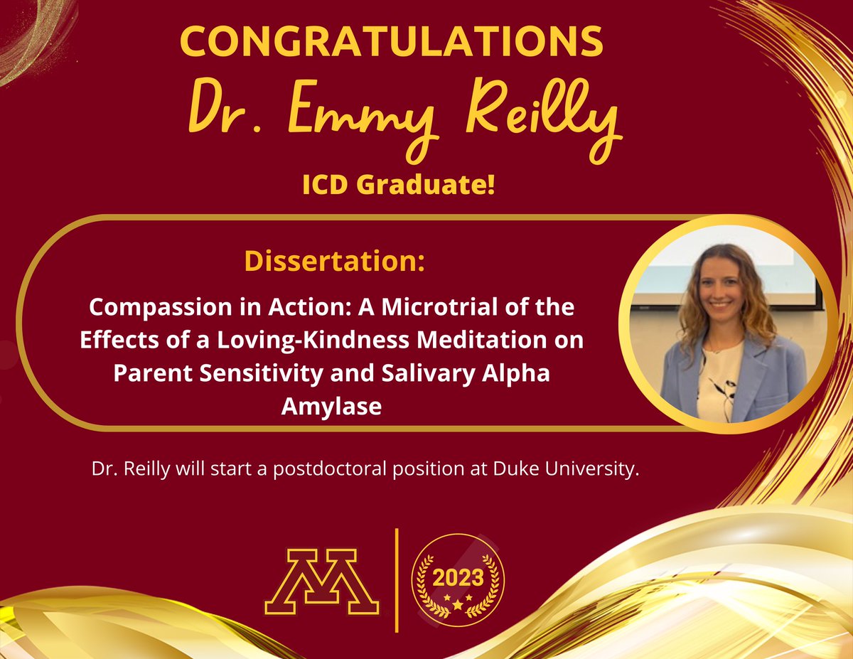 UMN_ICD's tweet photo. 🥳We are thrilled to congratulate Dr. Emmy Reilly @EmilyBReilly on her dissertation defense! Duke University is lucky to have you for a postdoc position! #UMNProud https://t.co/70uQ9I3wvU