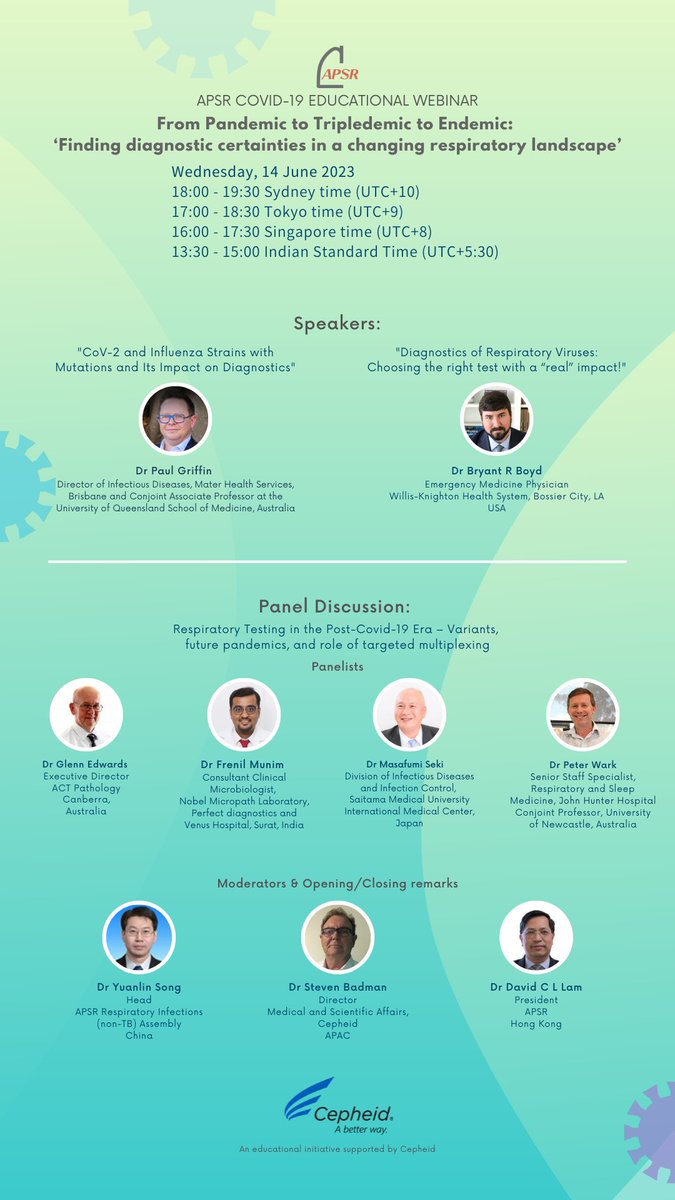Join the conversation on June 14th to “find diagnostic certainties in a changing respiratory landscape,” brought to you by APSR, supported by Cepheid. #APSR #Cepheid

REGISTER NOW: us02web.zoom.us/webinar/regist…
