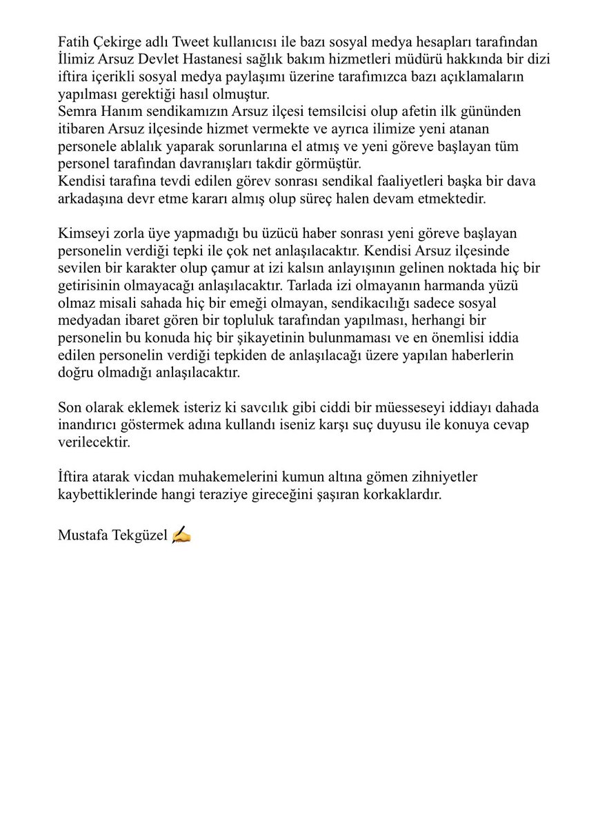 İftira atarak vicdan muhakemelerini kumun altına gömen zihniyetler kaybettiklerinde hangi teraziye gireceğini şaşıran korkaklardır.

Mustafa Tekgüzel ✍️