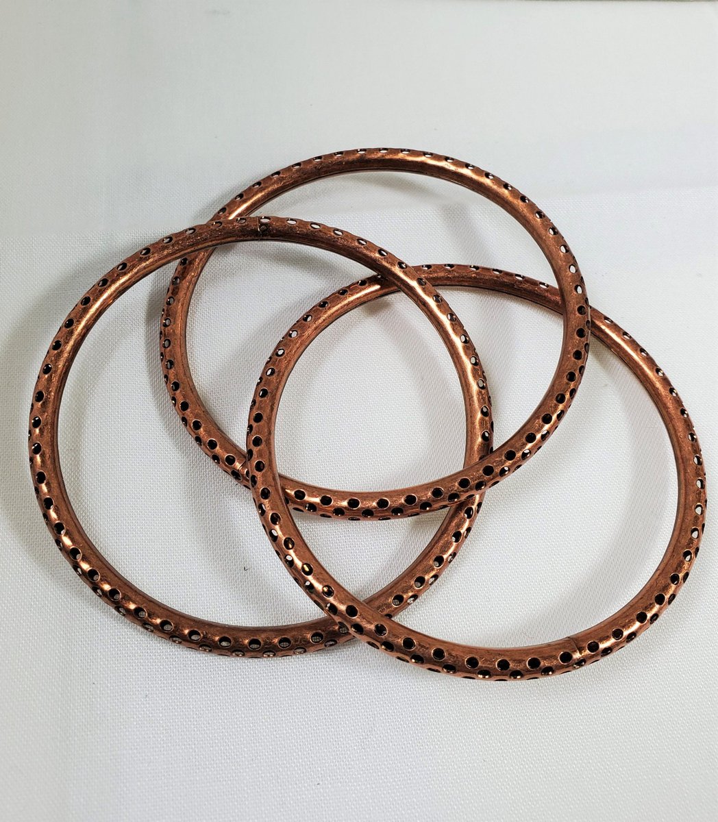 Bracelets Three Copper Bangle Vintage Ornate Attached Bracelets Jewelry Copper Lover Gift For Her or Him Etsy | @sylcameojewels tuppu.net/5fa6ff8 #Etsy #SylCameoJewelsStore #SmallShops #GiftsUnder30
